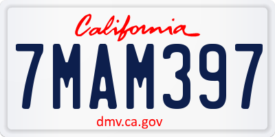 CA license plate 7MAM397