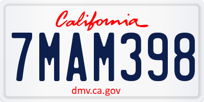 CA license plate 7MAM398