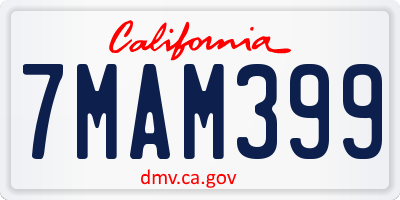 CA license plate 7MAM399