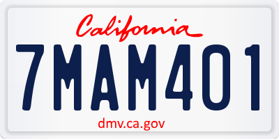 CA license plate 7MAM401