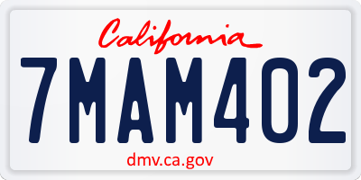 CA license plate 7MAM402