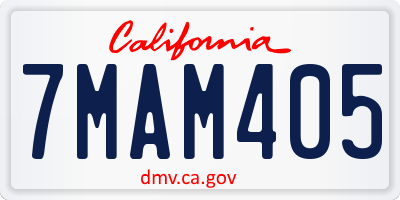 CA license plate 7MAM405