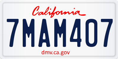 CA license plate 7MAM407