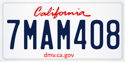 CA license plate 7MAM408