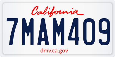 CA license plate 7MAM409