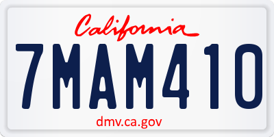 CA license plate 7MAM410