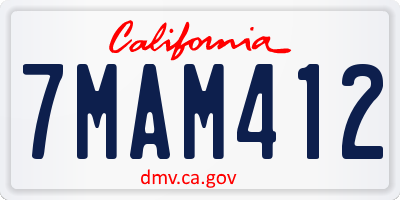 CA license plate 7MAM412