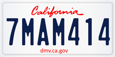 CA license plate 7MAM414