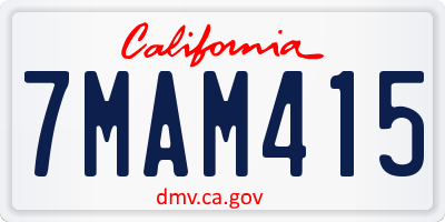 CA license plate 7MAM415