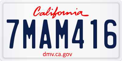 CA license plate 7MAM416