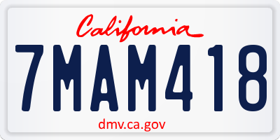 CA license plate 7MAM418