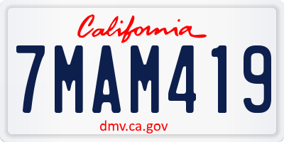 CA license plate 7MAM419