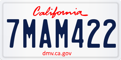 CA license plate 7MAM422