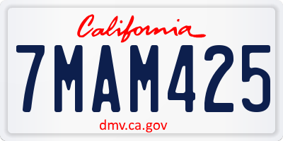 CA license plate 7MAM425
