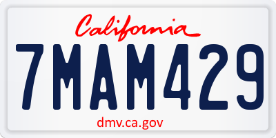CA license plate 7MAM429