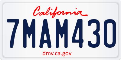 CA license plate 7MAM430