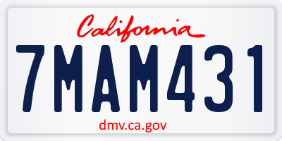 CA license plate 7MAM431