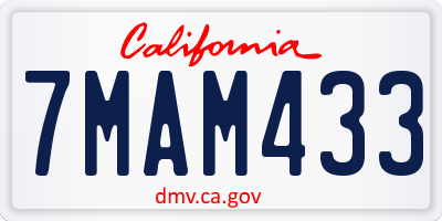 CA license plate 7MAM433