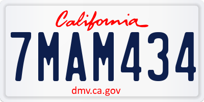CA license plate 7MAM434