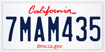 CA license plate 7MAM435