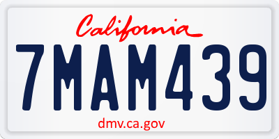 CA license plate 7MAM439