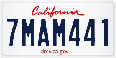 CA license plate 7MAM441