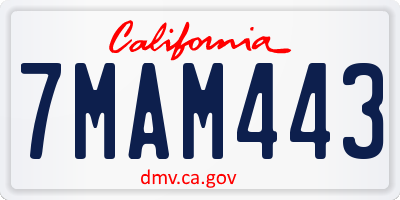 CA license plate 7MAM443