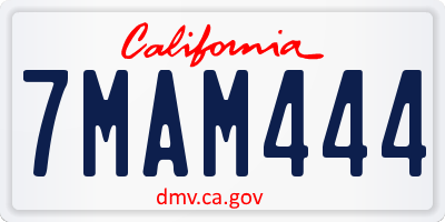 CA license plate 7MAM444