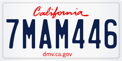 CA license plate 7MAM446