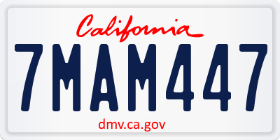 CA license plate 7MAM447
