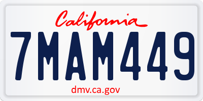CA license plate 7MAM449