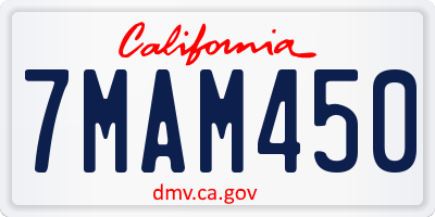 CA license plate 7MAM450