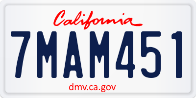 CA license plate 7MAM451