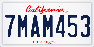 CA license plate 7MAM453