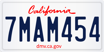 CA license plate 7MAM454