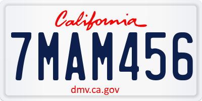 CA license plate 7MAM456