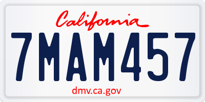 CA license plate 7MAM457