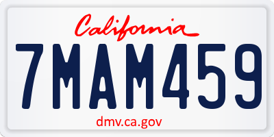 CA license plate 7MAM459