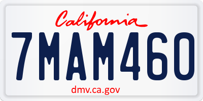 CA license plate 7MAM460