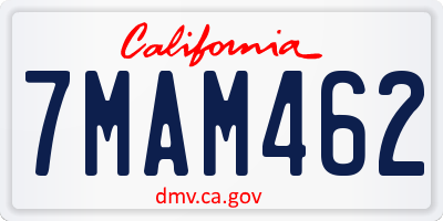 CA license plate 7MAM462