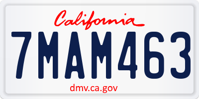 CA license plate 7MAM463