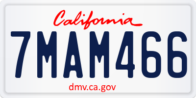 CA license plate 7MAM466