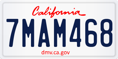 CA license plate 7MAM468