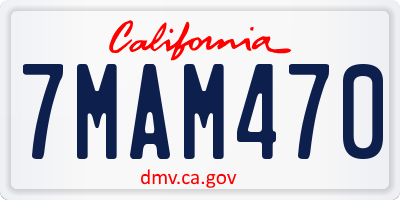 CA license plate 7MAM470