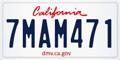 CA license plate 7MAM471