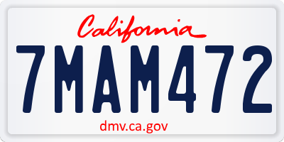 CA license plate 7MAM472