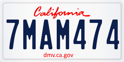 CA license plate 7MAM474