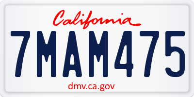 CA license plate 7MAM475