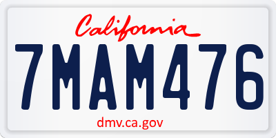 CA license plate 7MAM476