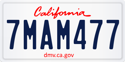 CA license plate 7MAM477